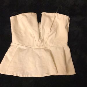 White low v neck crop top